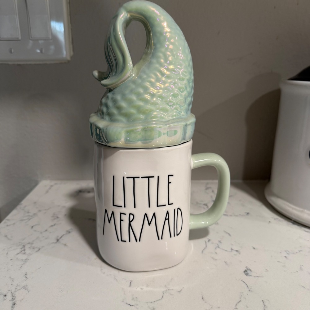 NWOT - Rae Dunn Disney - Little Mermaid Mug with Tail Topper/Lid